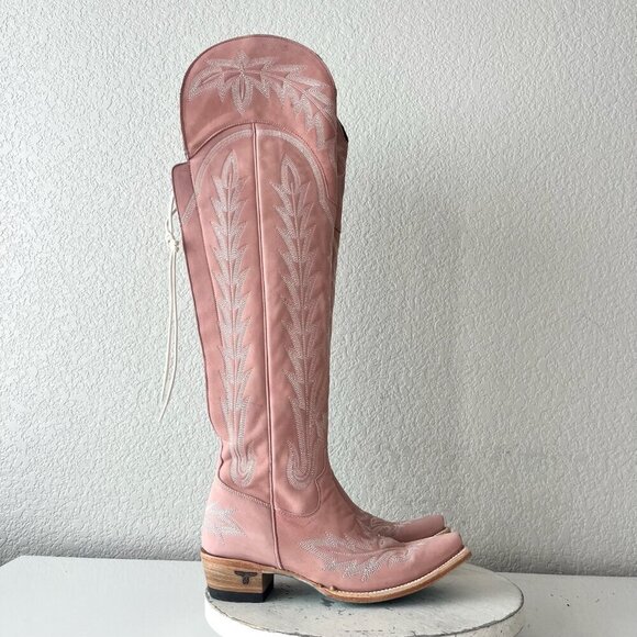 Lane LEXINGTON Over the Knee Womens Cowboy Boots 6.5 Pink Western Cowgirl Tall - Picture 2 of 15